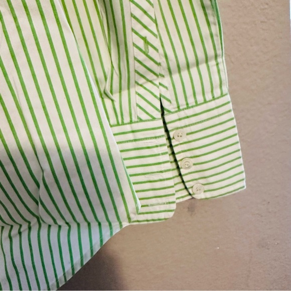 J.Crew White & Green Striped Slim Fit Dress Shirt – Men’s Large - Picture 6 of 9